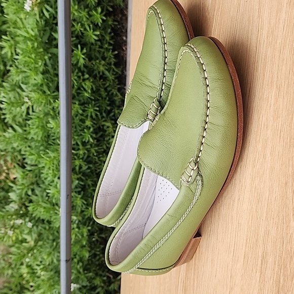 Green Leather Loafers Size 38.5 Made In Italy - Picture 3 of 11